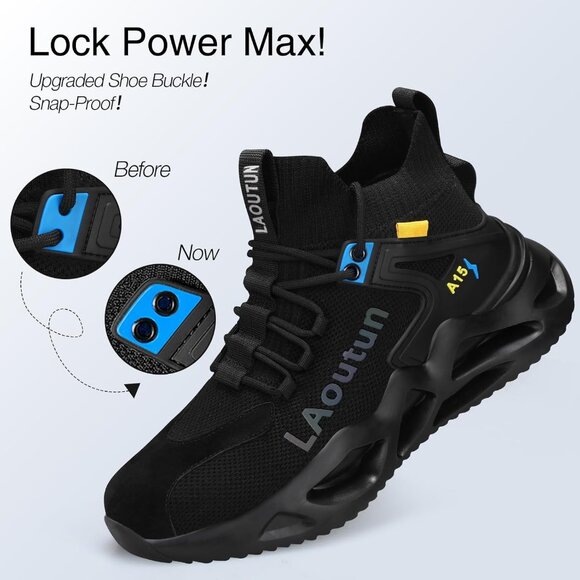 Men's Black Lightweight Comfortable Safety Shoes, Puncture Resistant Work Shoes - Picture 6 of 6